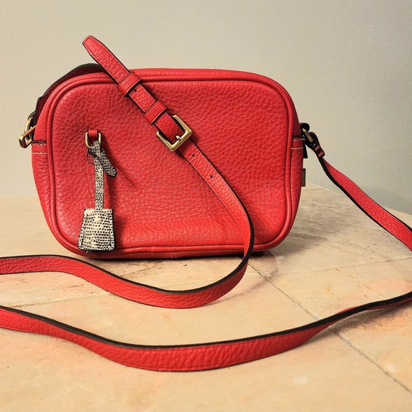 J. Crew Bags Jcrew Red Pebbled Italian Leather Camera